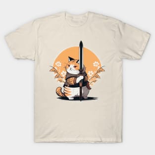 Japanese Style Cat With a Sword T-Shirt